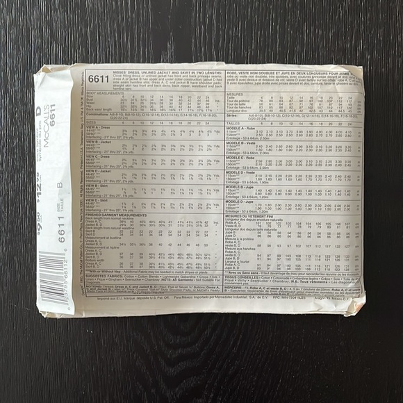 Vintage Dress, Unlined Jacket and Skirt in Two Lengths Sewing Pattern: McCall’s - Picture 3 of 4